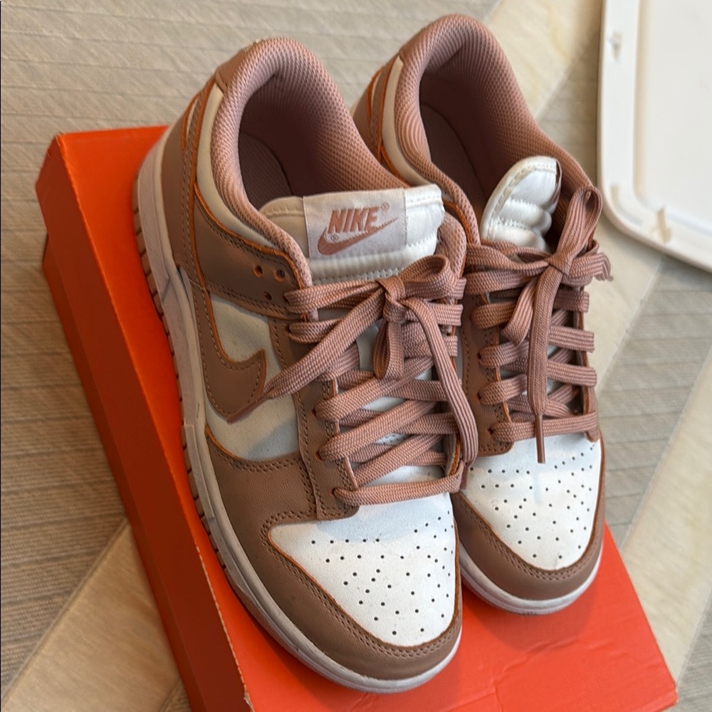 Nike Rose and White Low-Top Sneakers